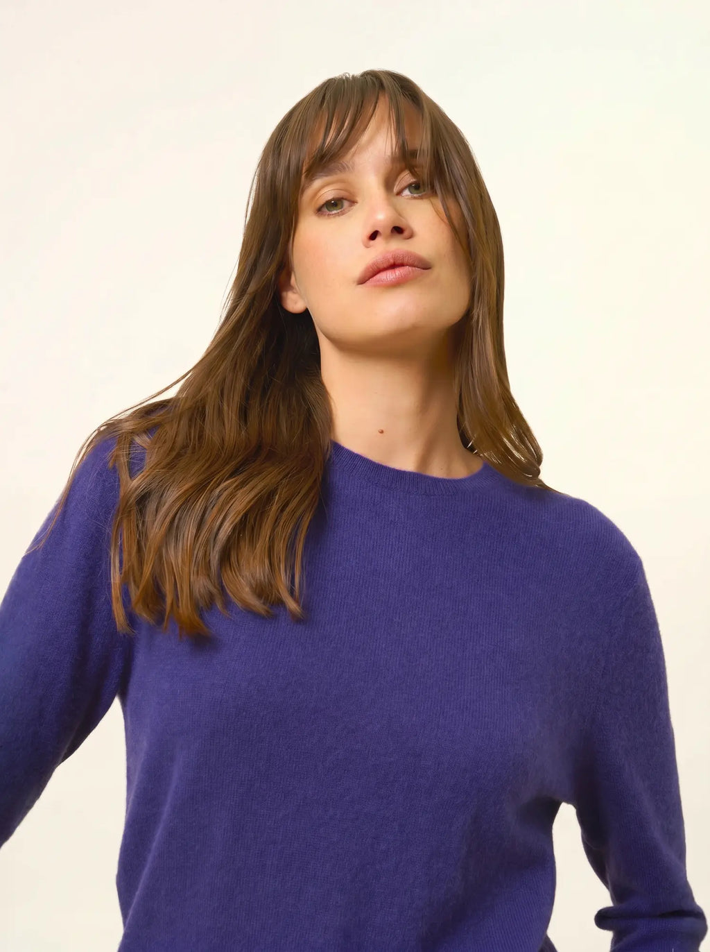 JANICE pullover rundhalsausschnitt geknöpft hinten violett