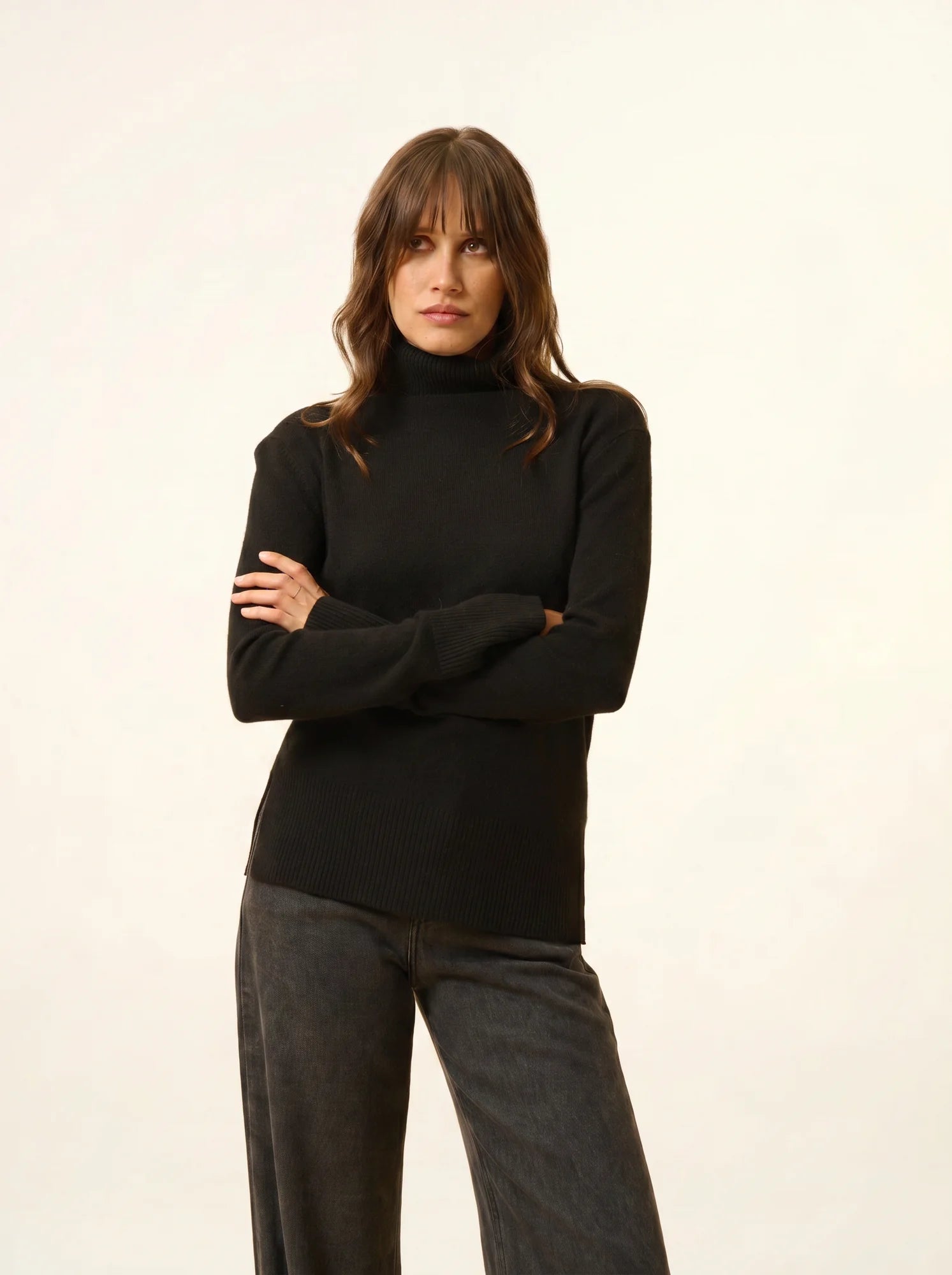 LEXIE pull col roulé noir