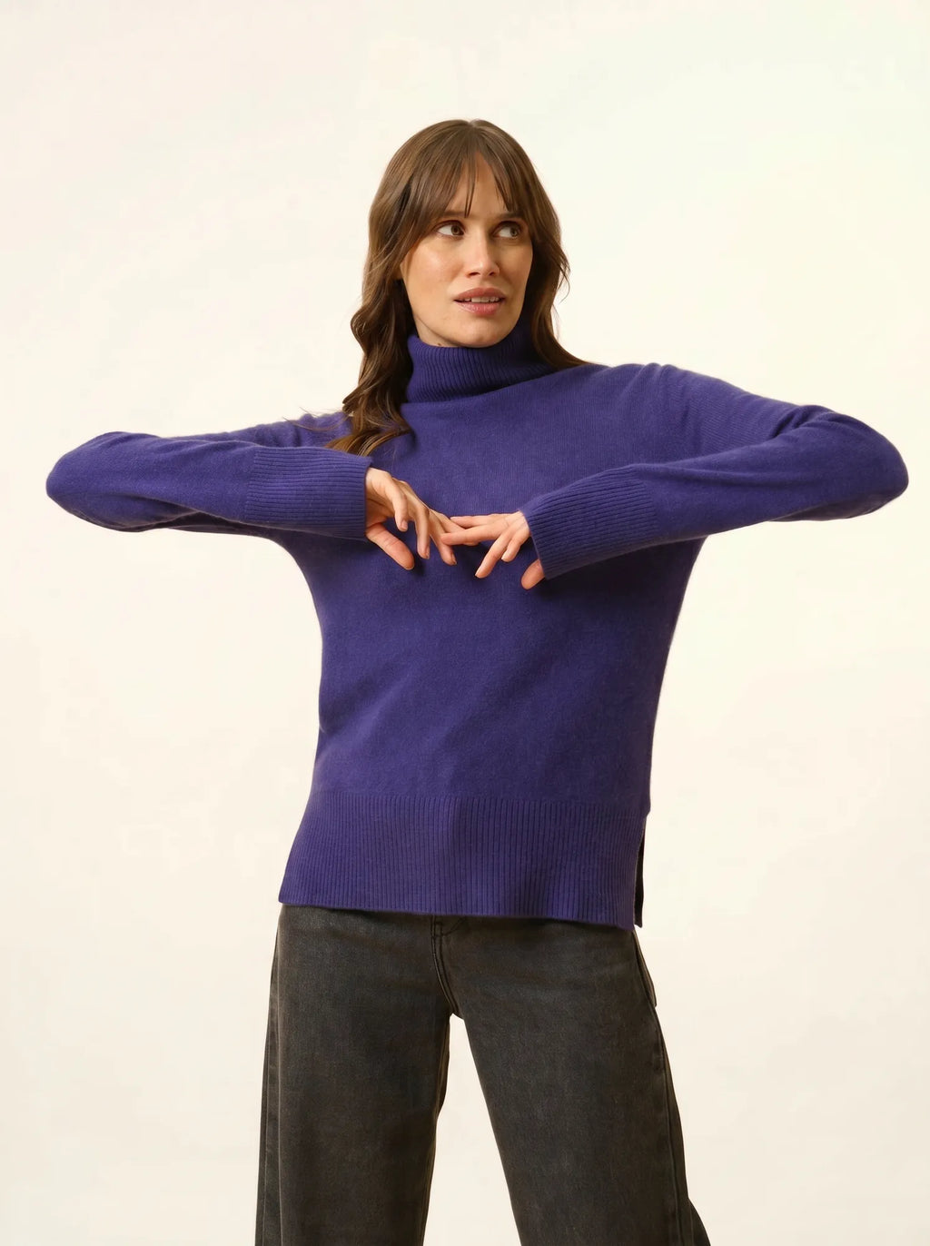 LEXIE pull col roulé violet