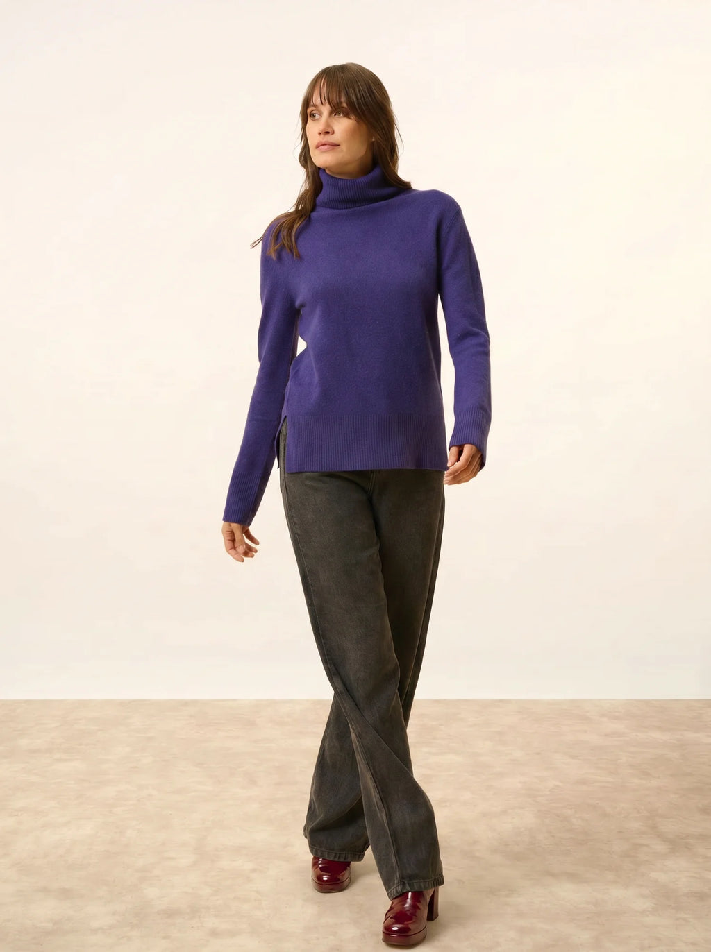 LEXIE pull col roulé violet