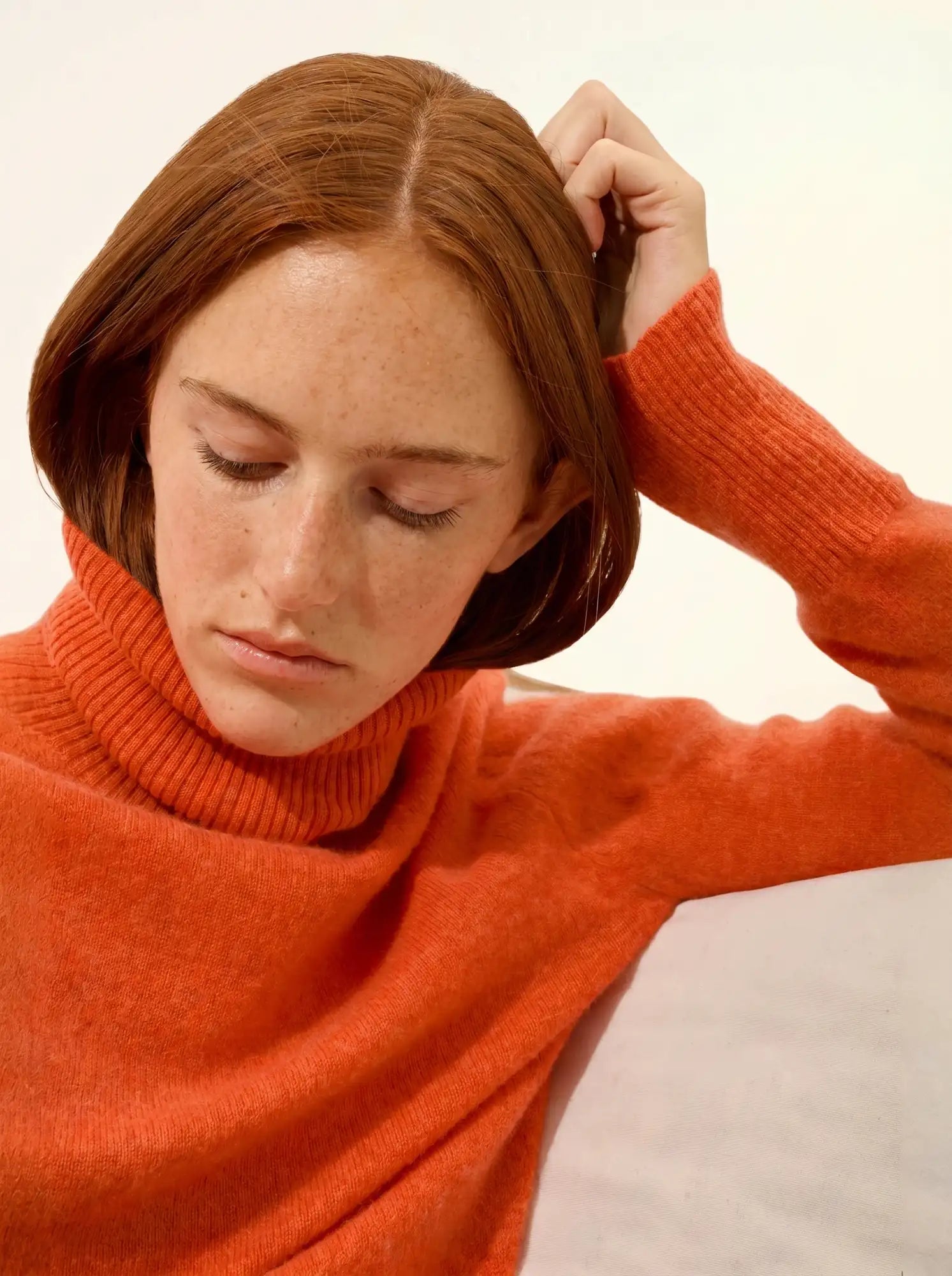 LEXIE pullover rollkragen orange meliert