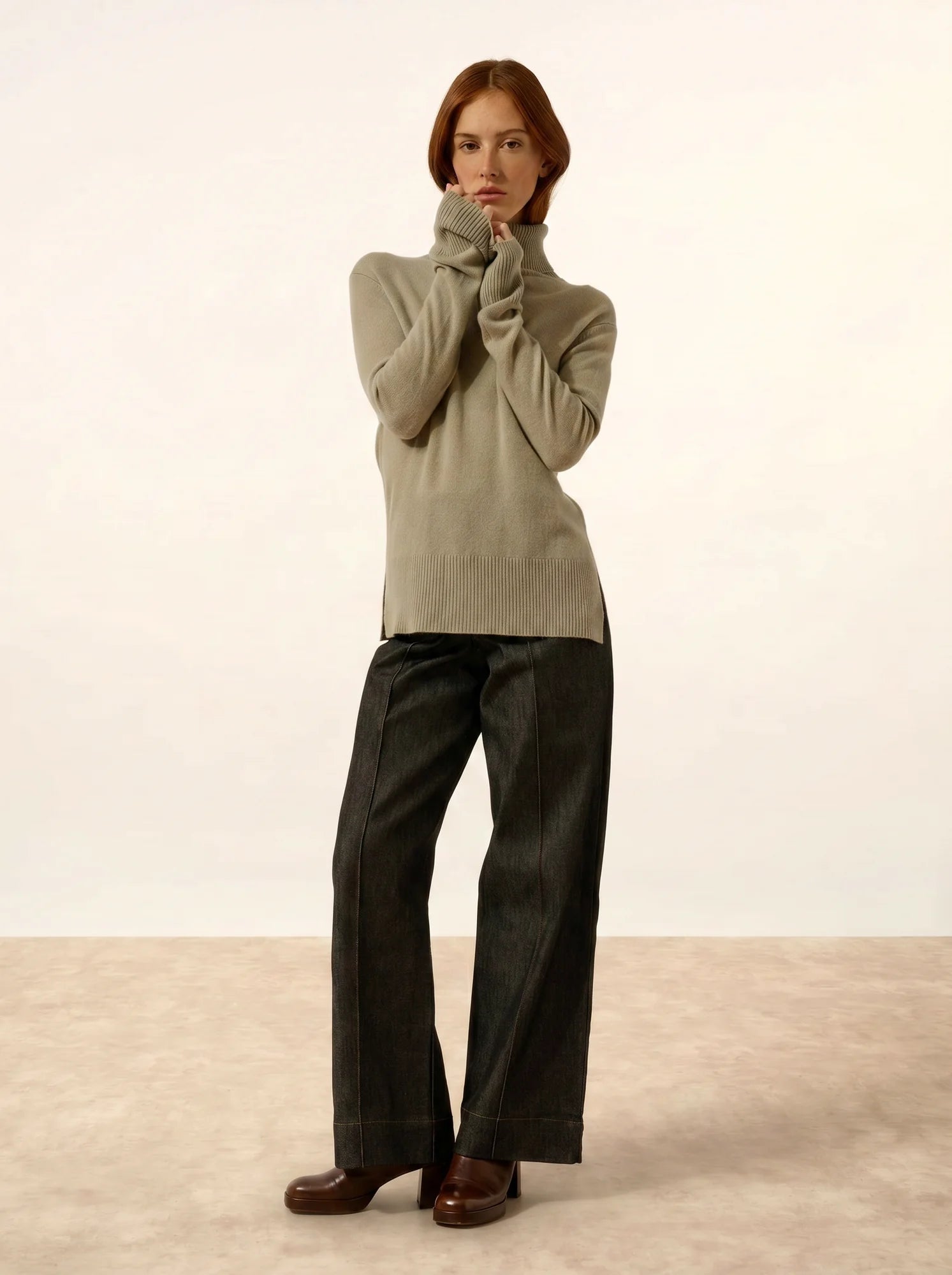 LEXIE pullover rollkragen oliv