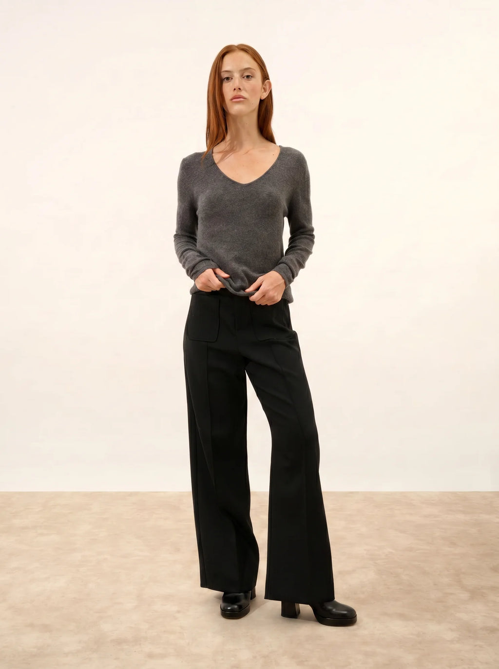 JOAN pullover v-ausschnitt anthrazit meliert