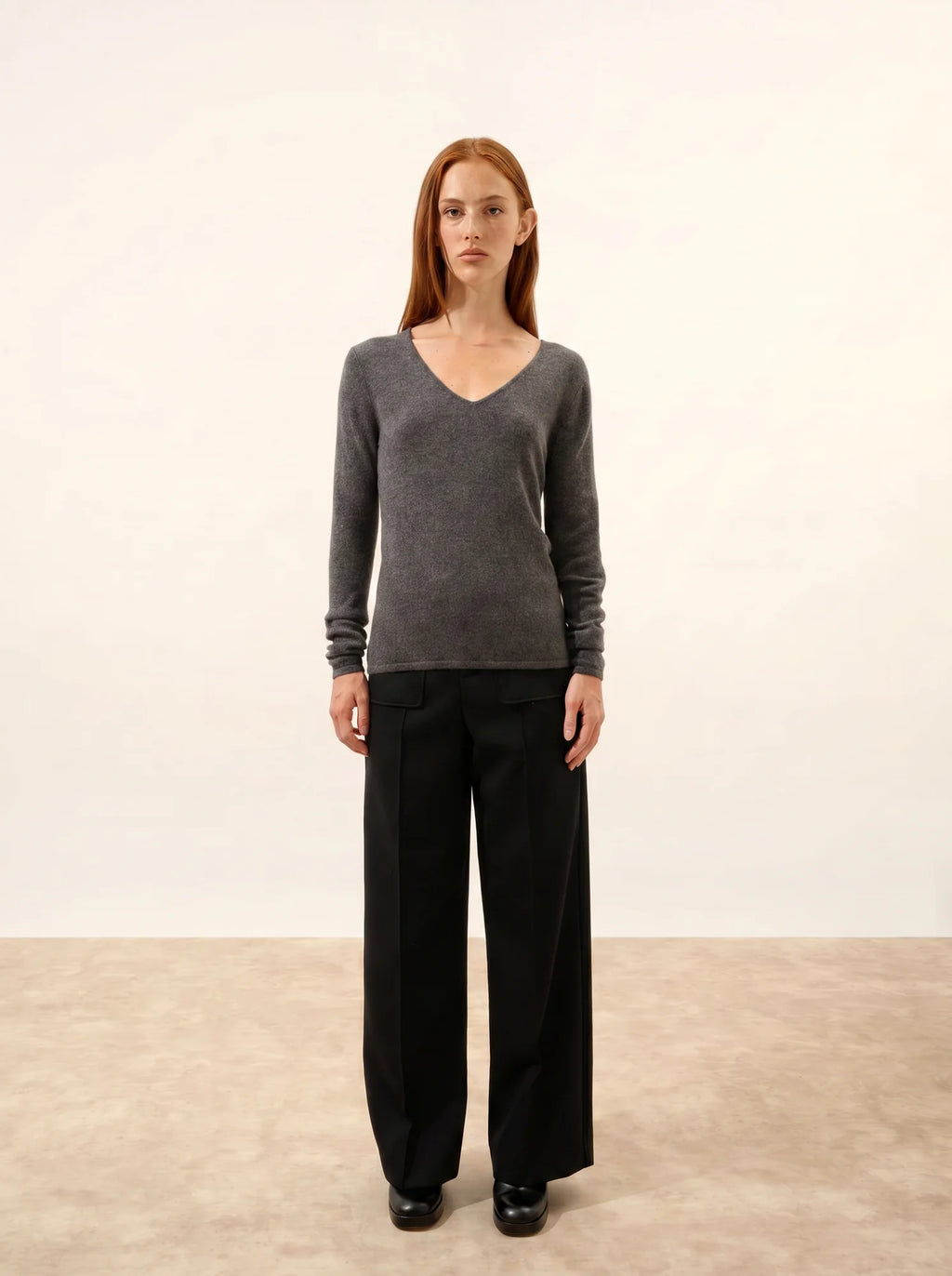 JOAN pullover v-ausschnitt anthrazit meliert