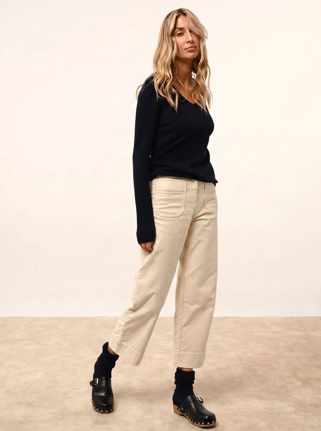 JOAN pull col V bleu marine
