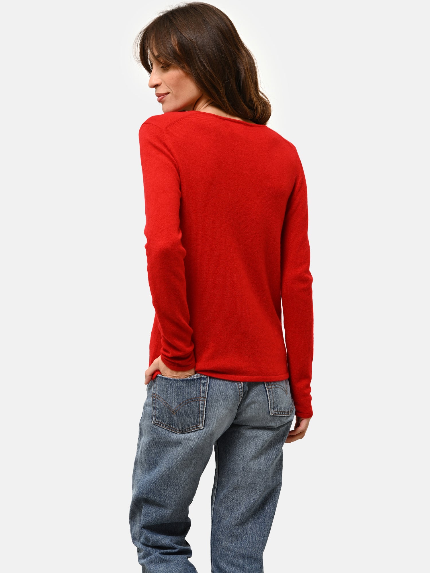 JOAN pull col v rouge