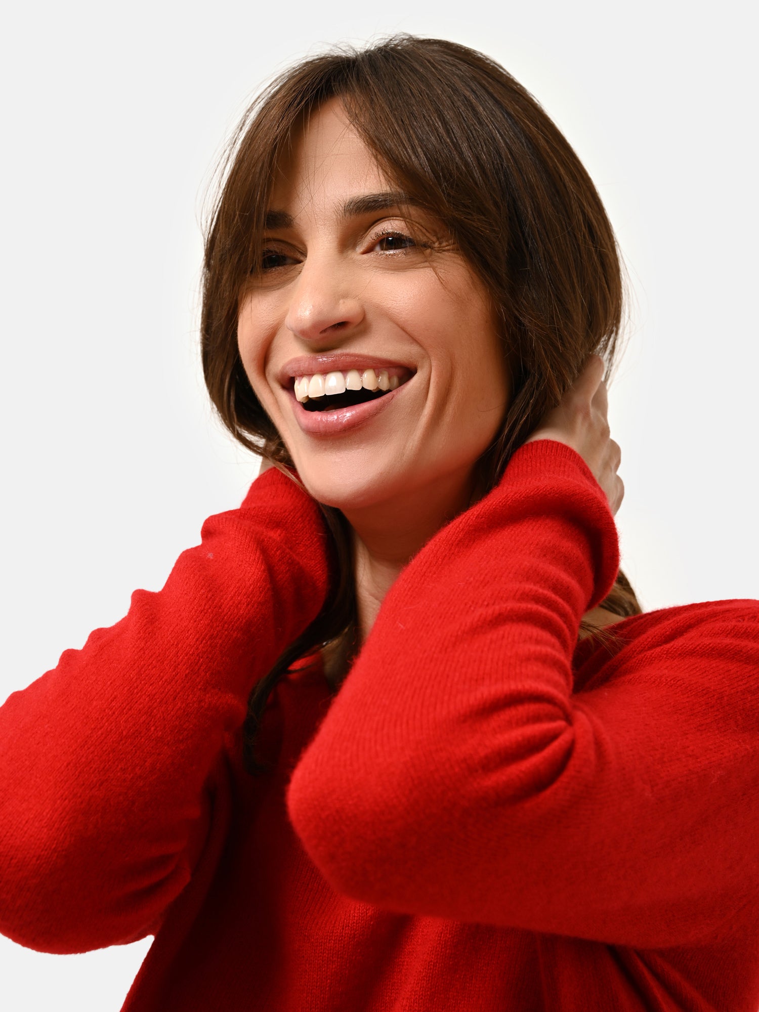 JOAN pull col v rouge