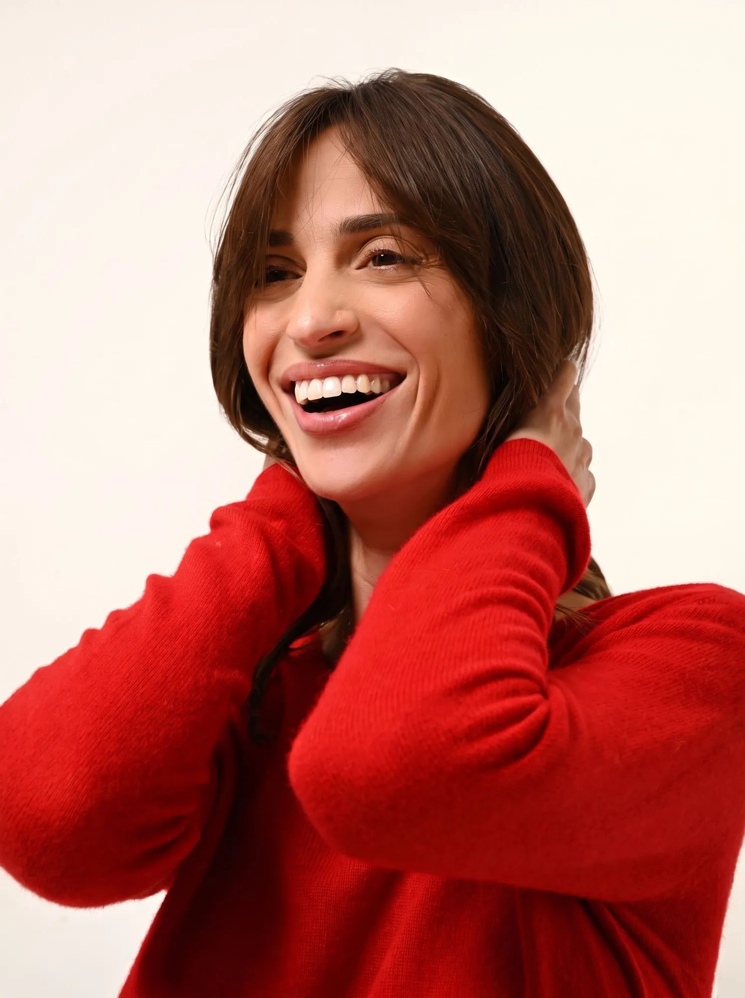 JOAN pull col V rouge