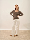 JOAN pullover v-ausschnitt taupe meliert