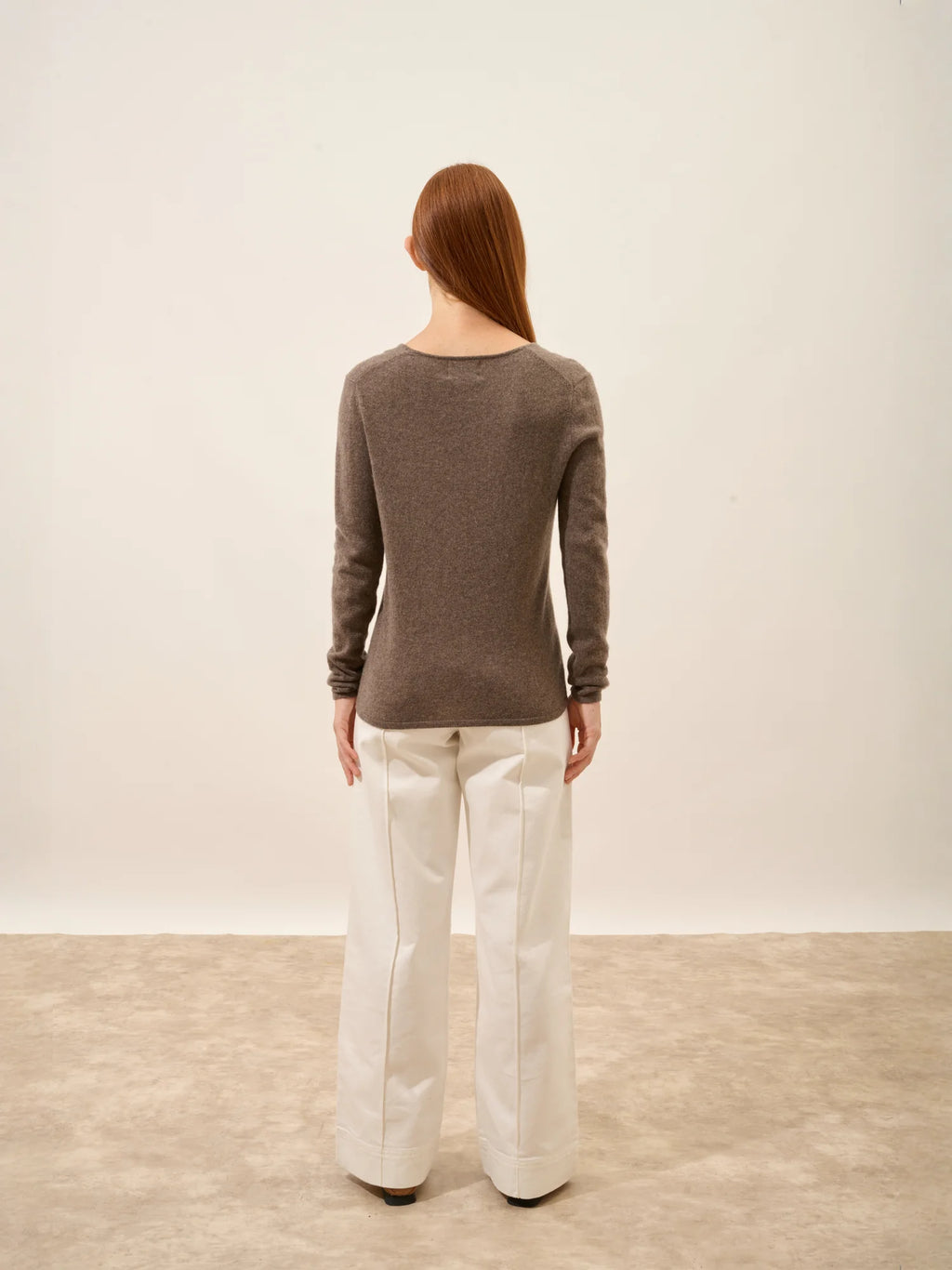 JOAN pullover v-ausschnitt taupe meliert