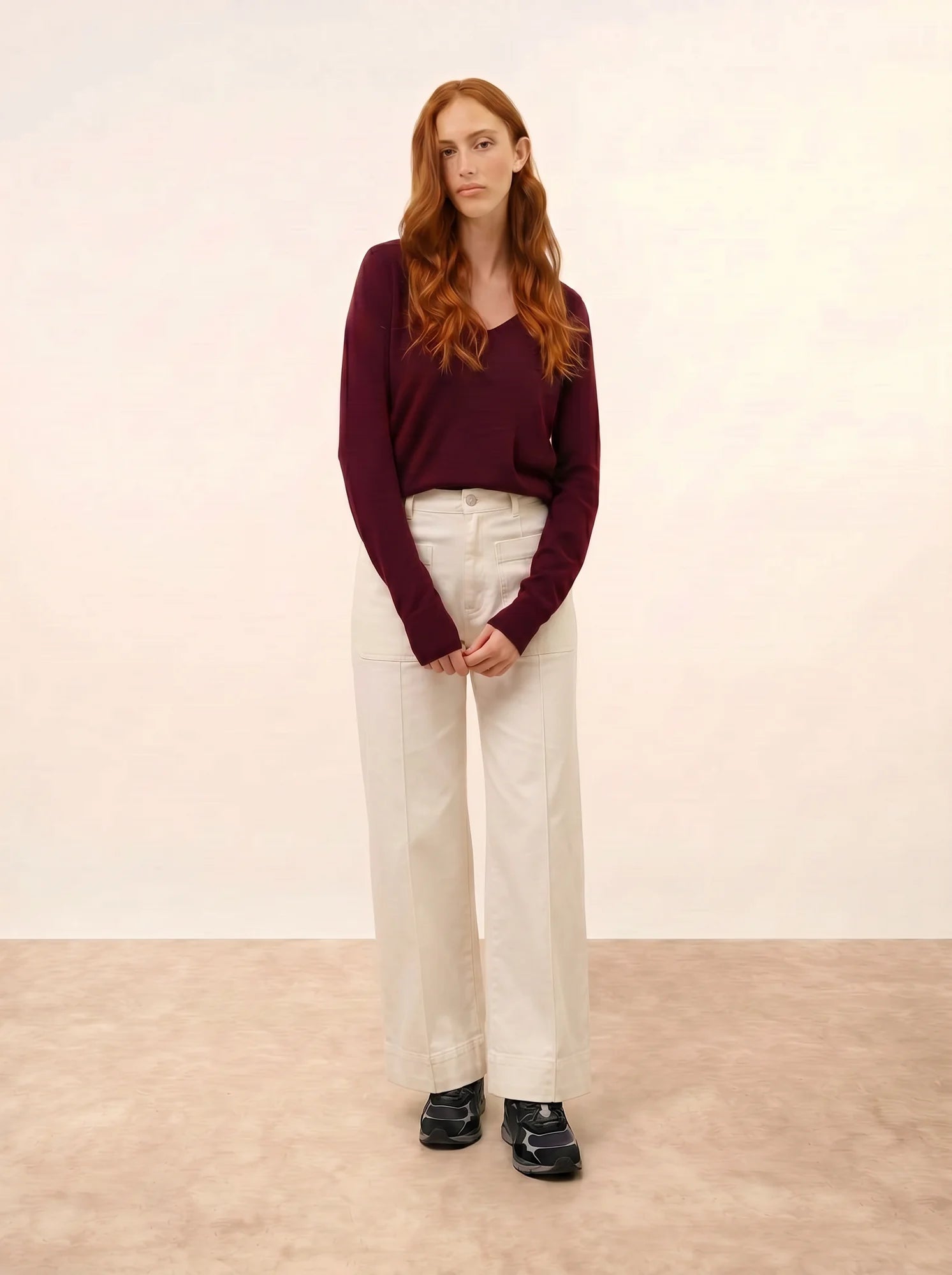 PHOEBE pull col V bordeaux
