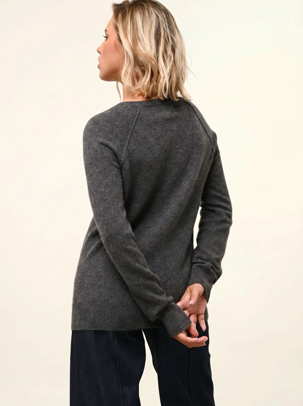 PHOEBE pullover v-ausschnitt anthrazit meliert
