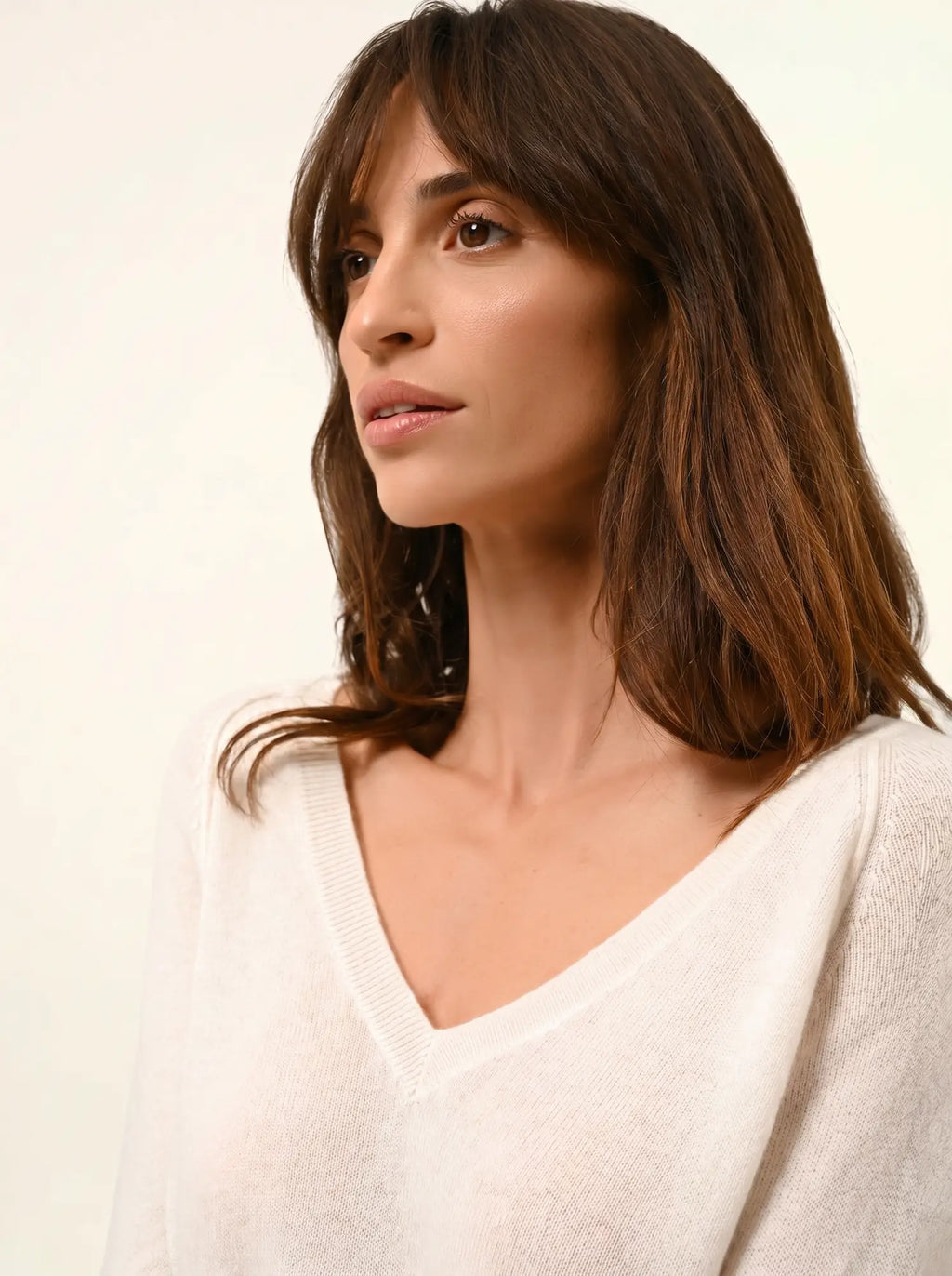 PHOEBE pullover v-ausschnitt elfenbein