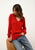 PHOEBE red v-neck sweater 100% cashmere