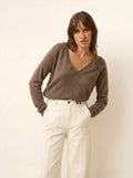 PHOEBE pullover v-ausschnitt taupe meliert