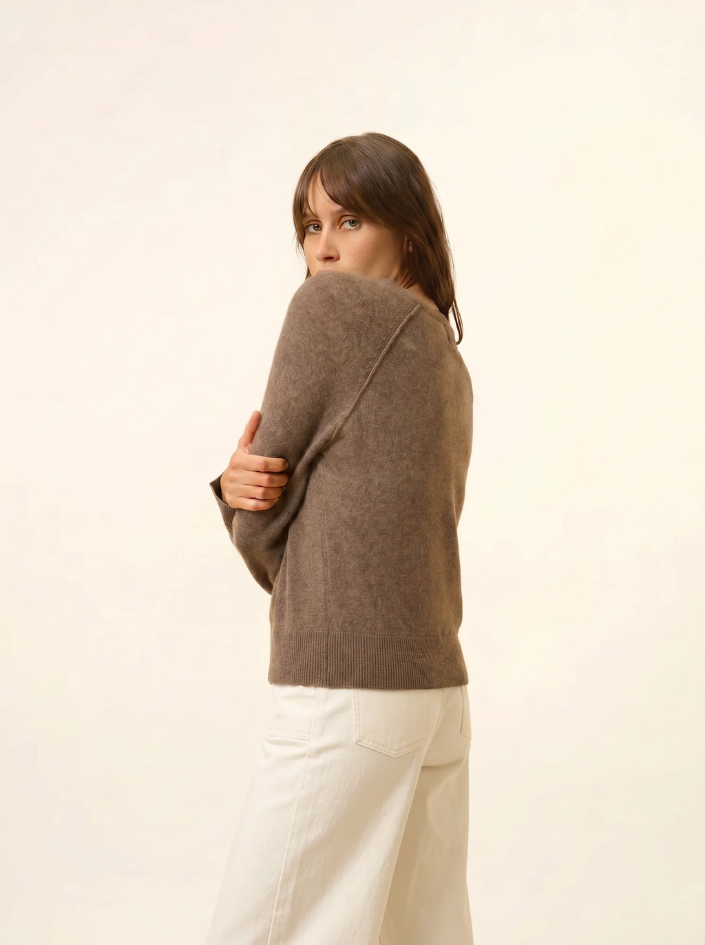 PHOEBE pullover v-ausschnitt taupe meliert