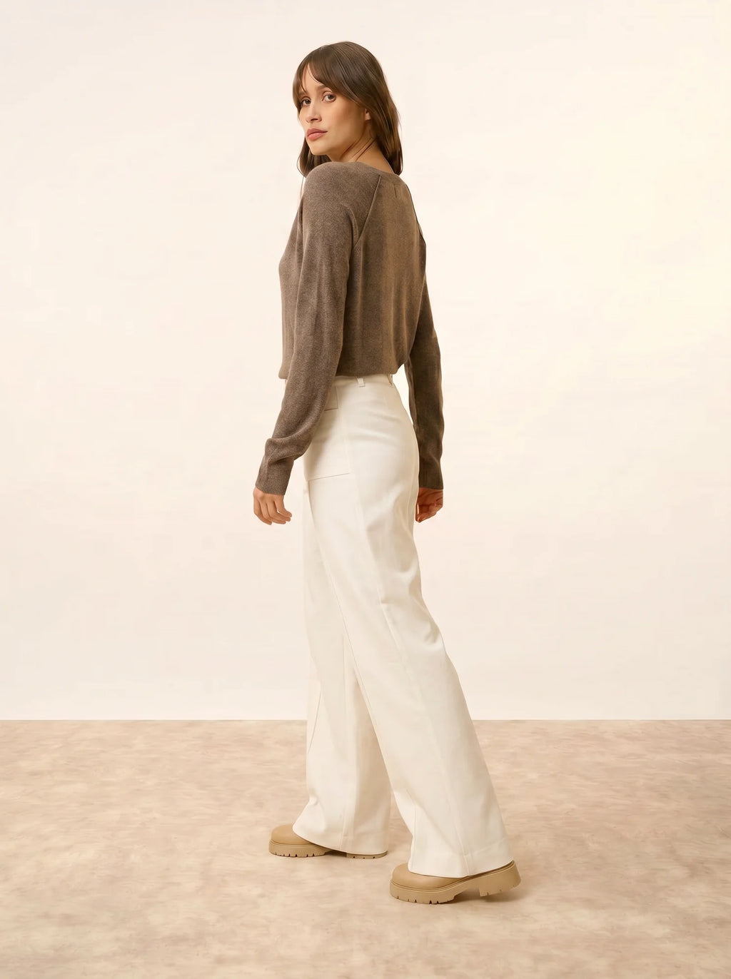 PHOEBE pullover v-ausschnitt taupe meliert