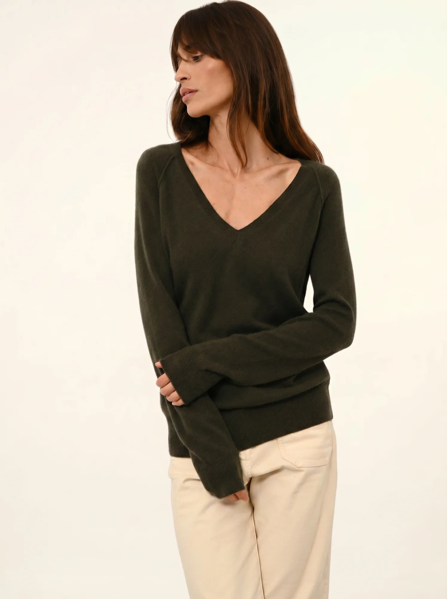 PHOEBE pullover v-ausschnitt khaki