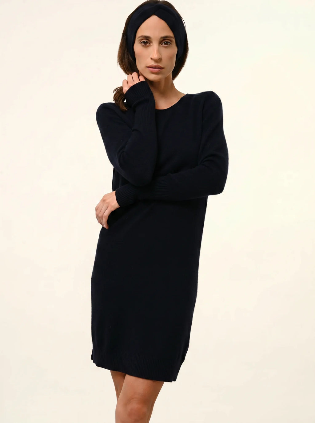 SUSAN robe col rond bleu marine