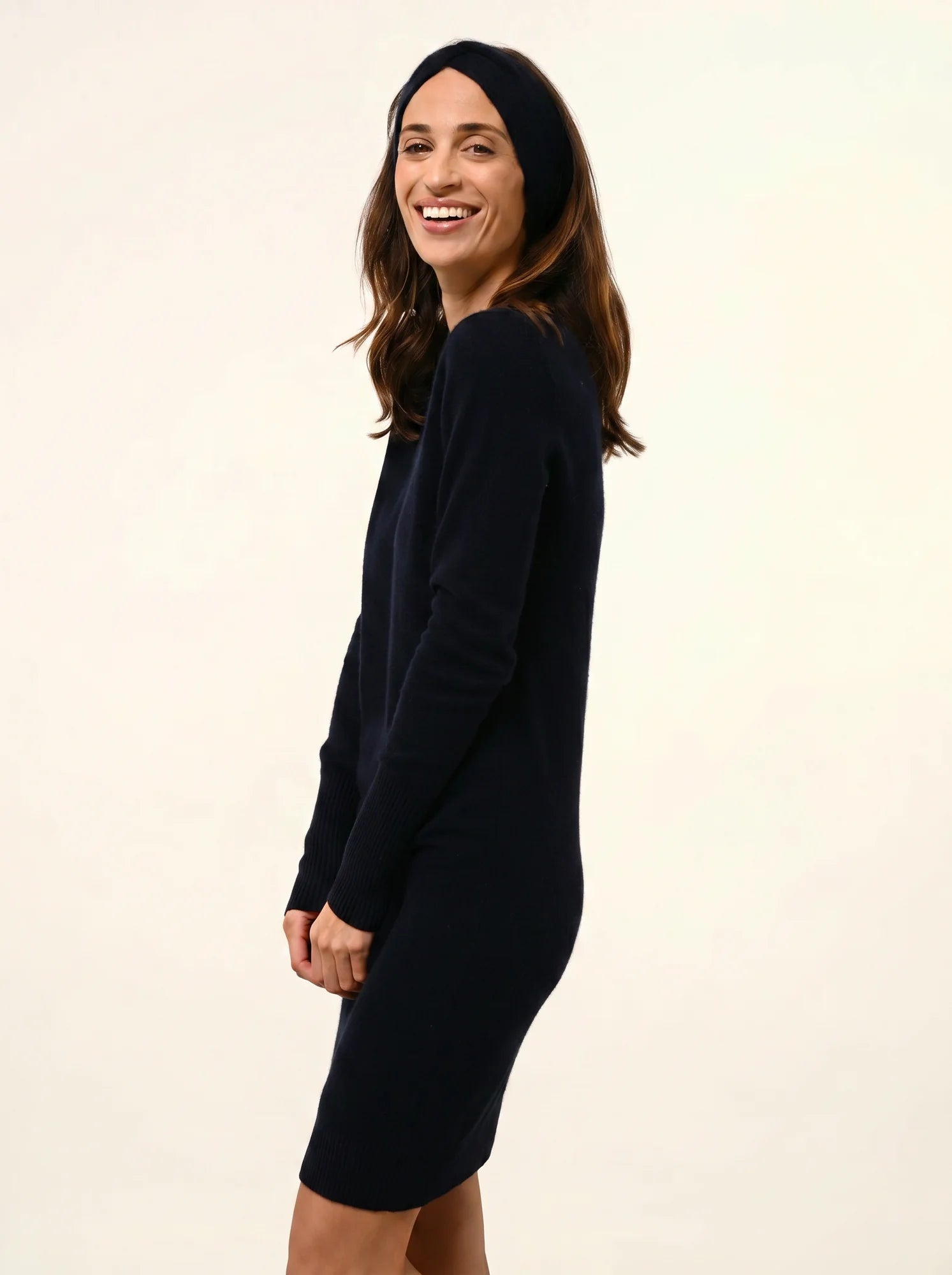 SUSAN robe col rond bleu marine