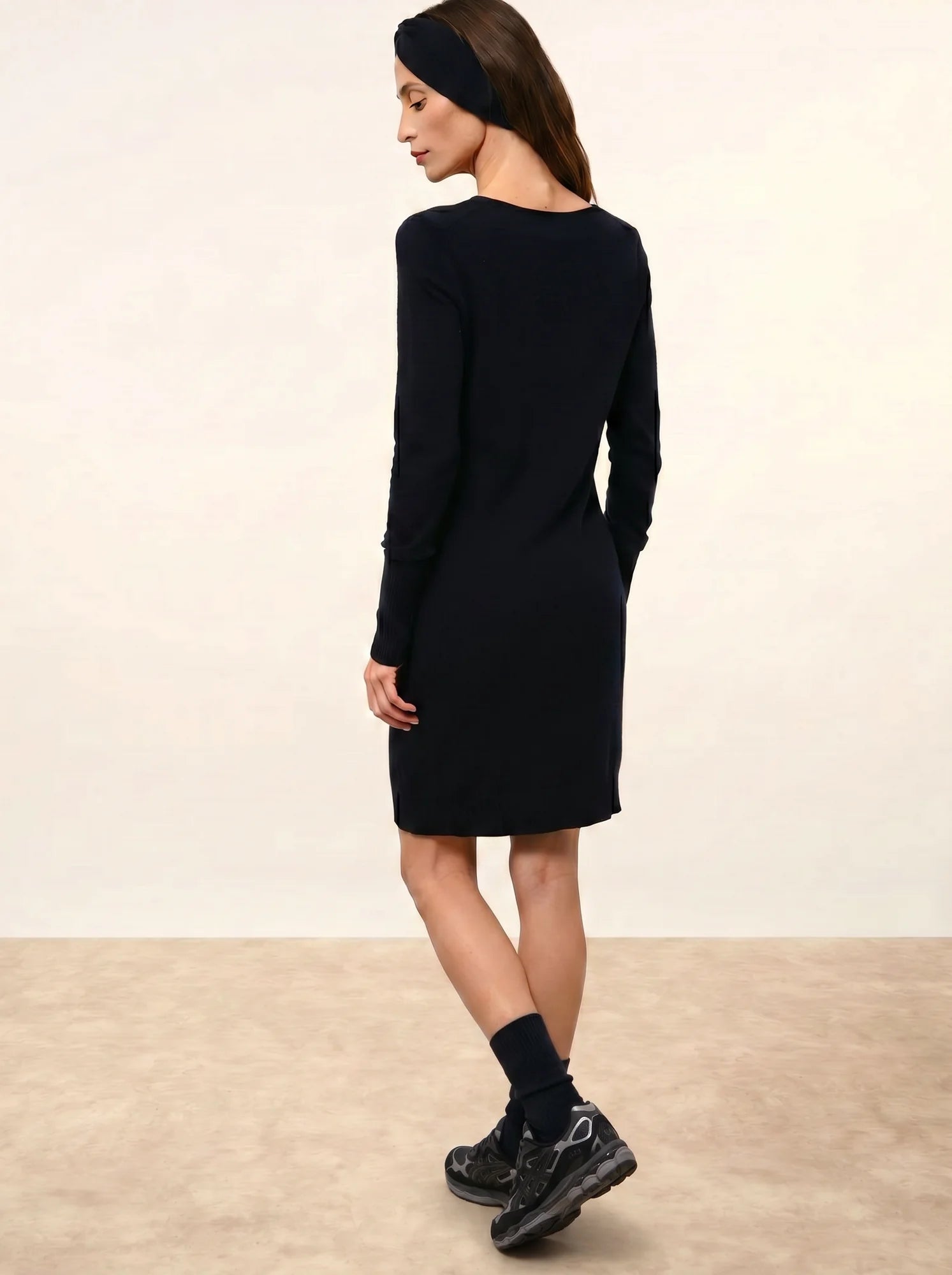 SUSAN robe col rond bleu marine