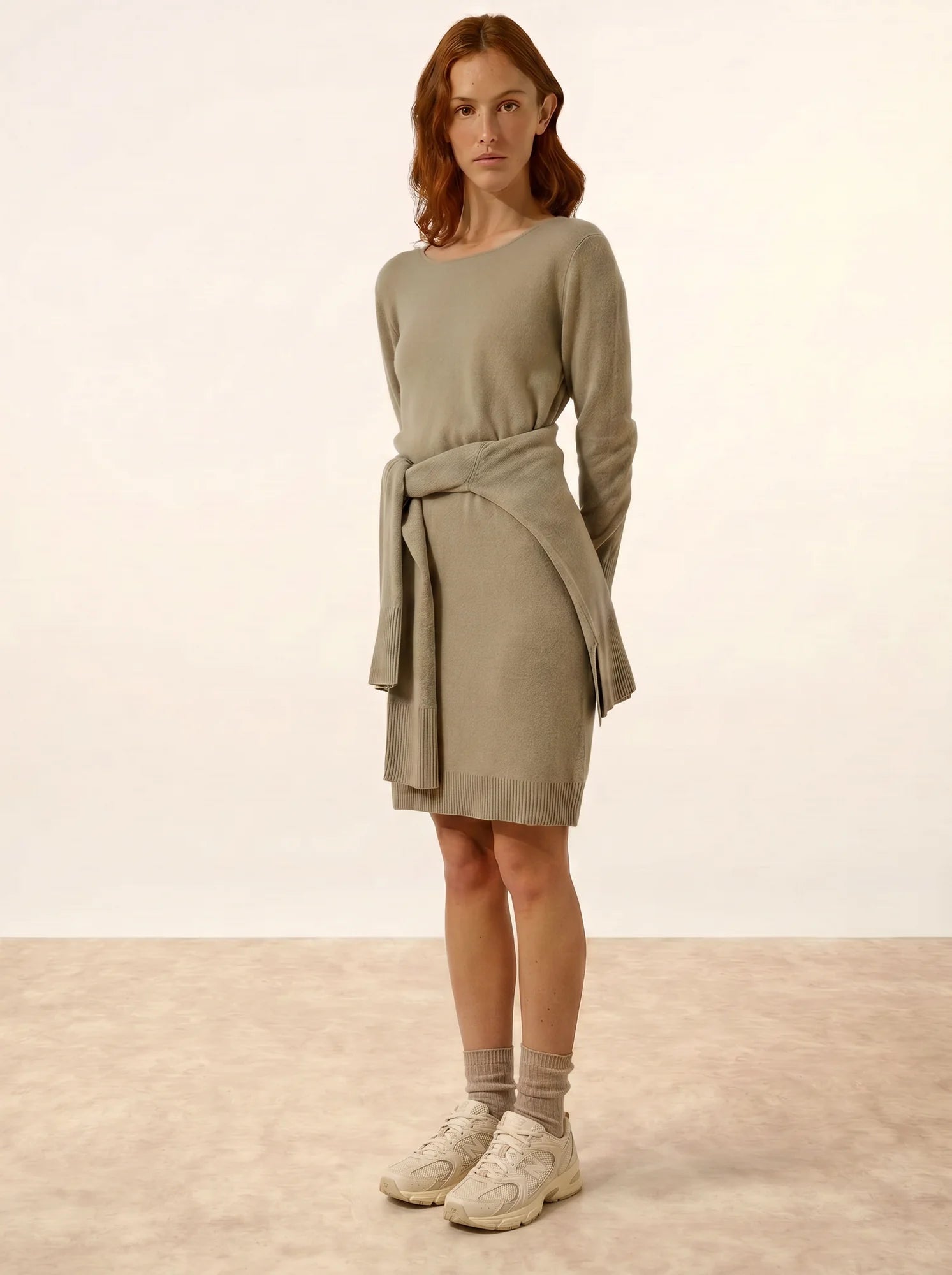 SUSAN kleid rundhalsausschnitt oliv