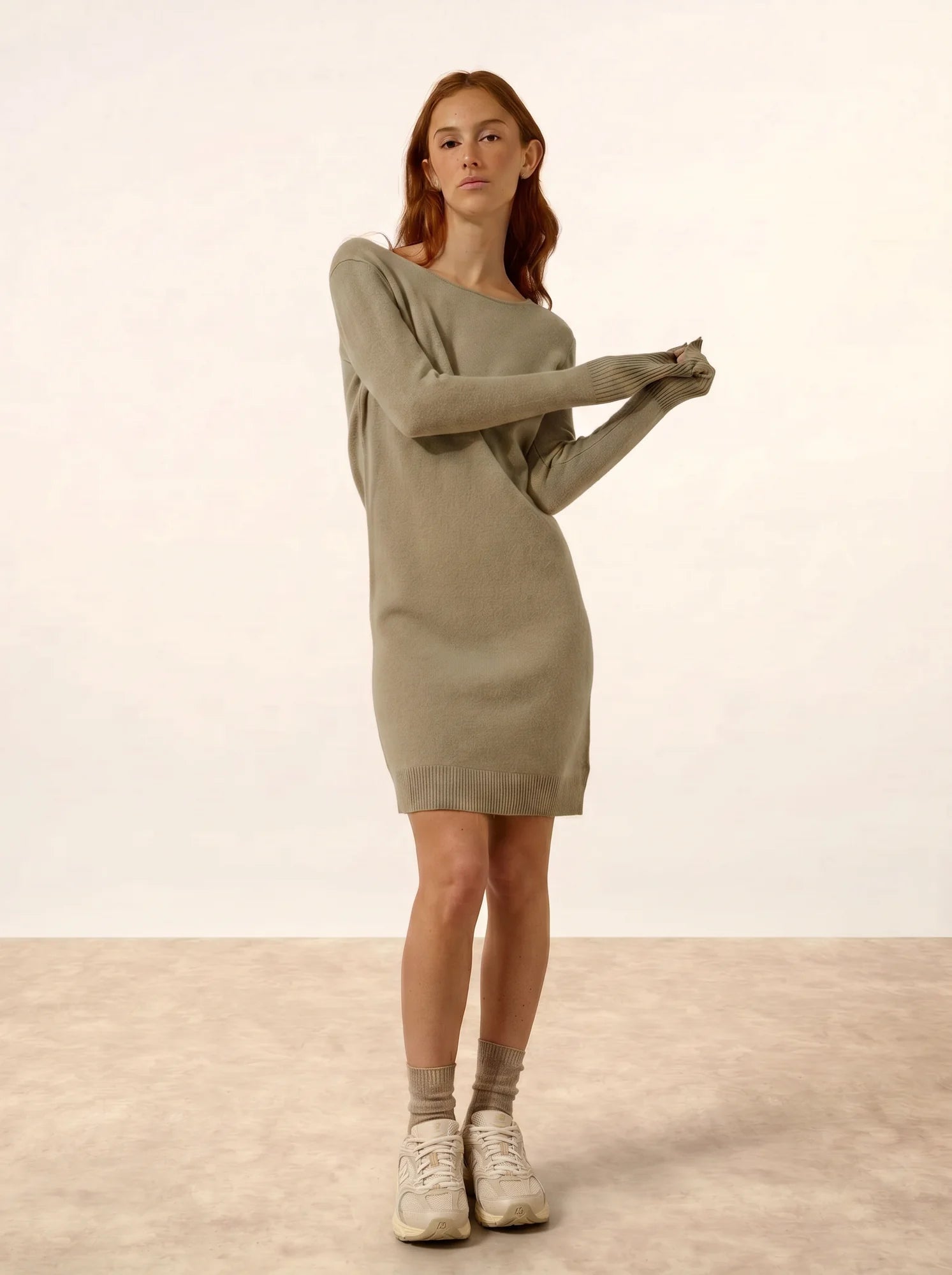 SUSAN kleid rundhalsausschnitt oliv