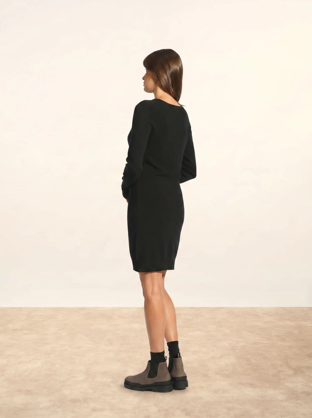 TRACY robe col V noir