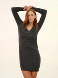 TRACY robe col V anthracite chiné