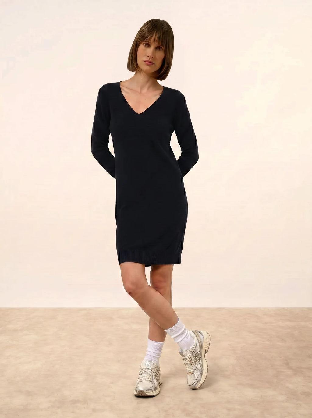 TRACY robe col V bleu marine