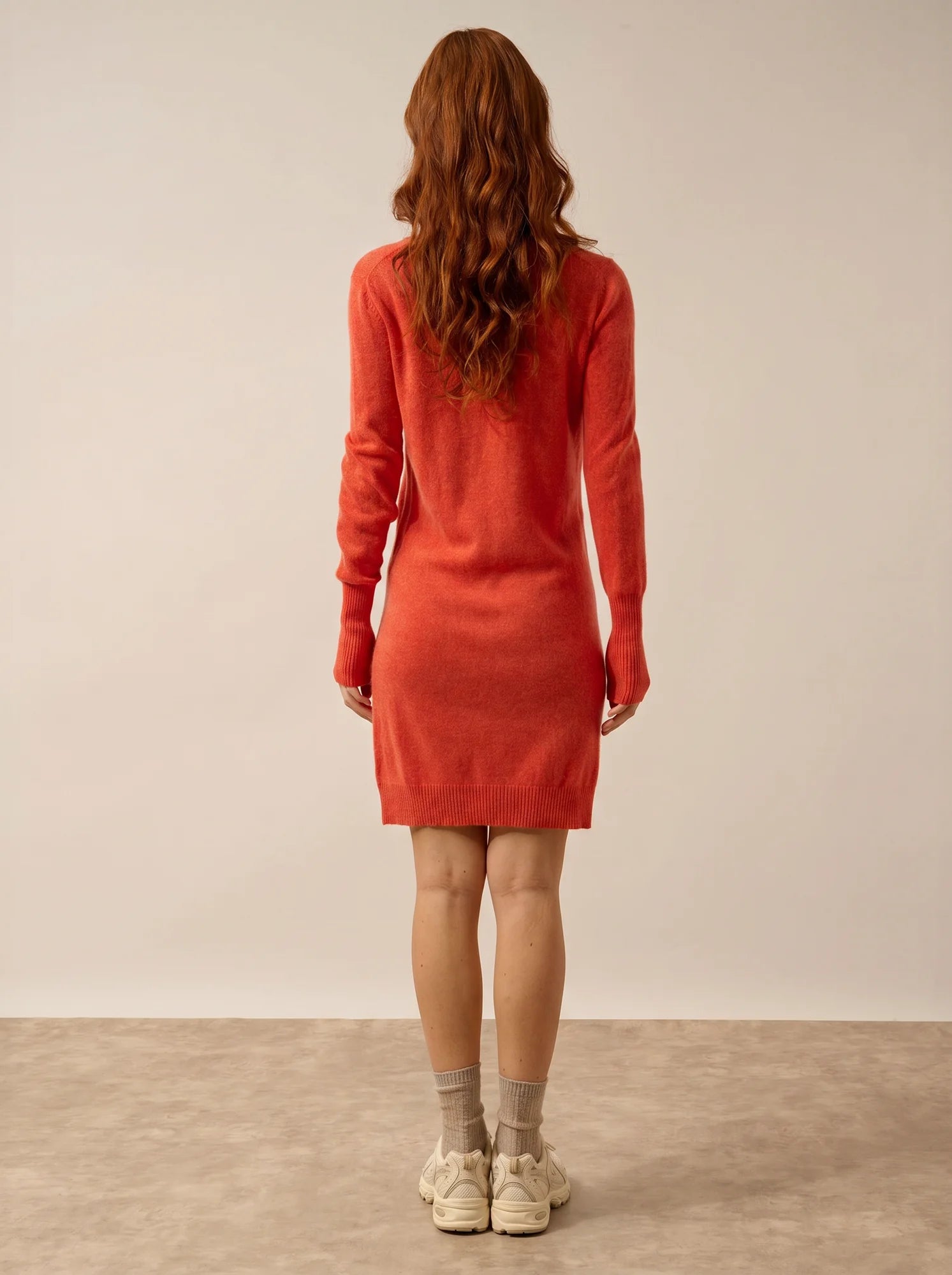 TRACY kleid v-ausschnitt orange meliert