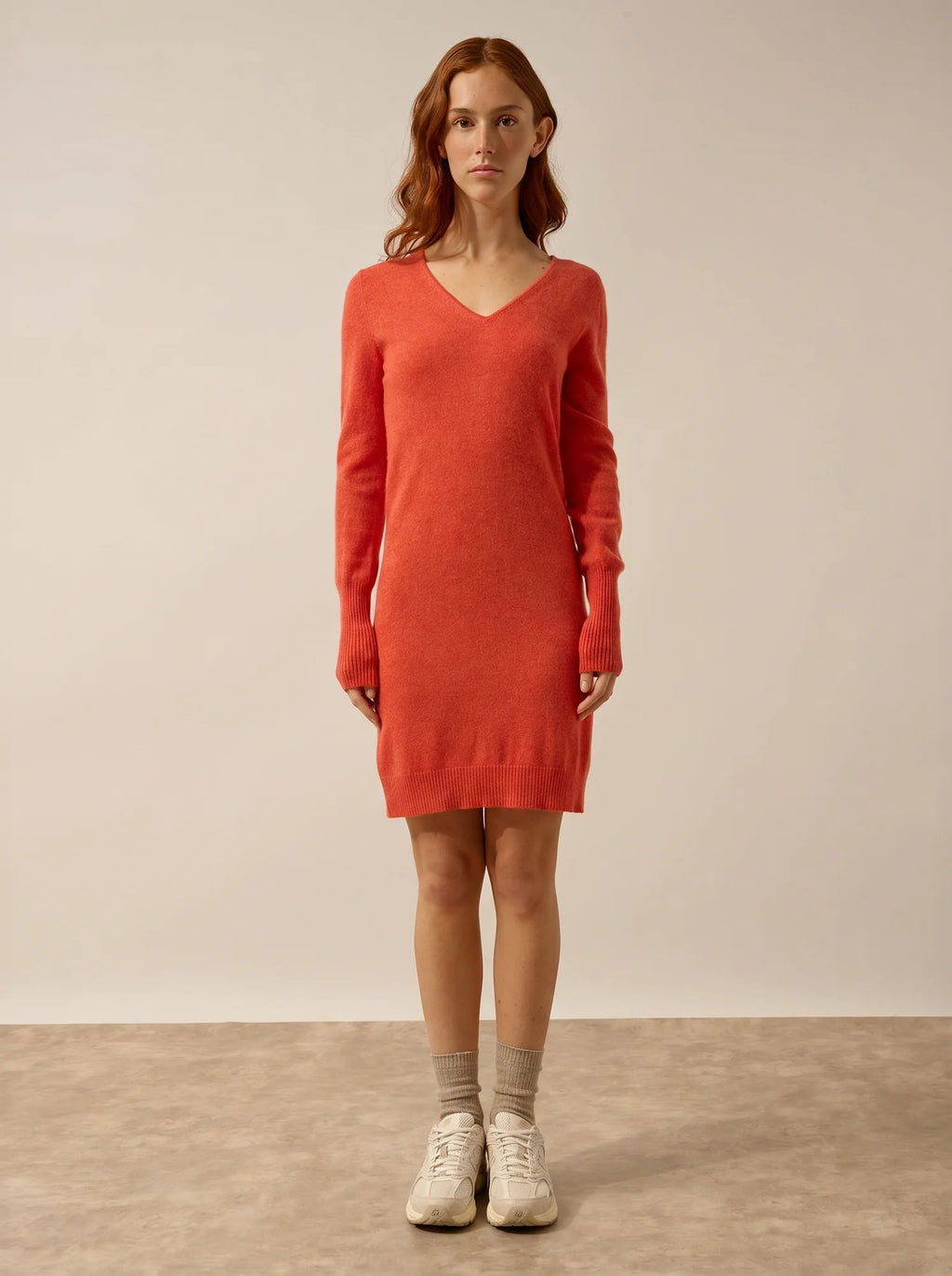 TRACY kleid v-ausschnitt orange meliert