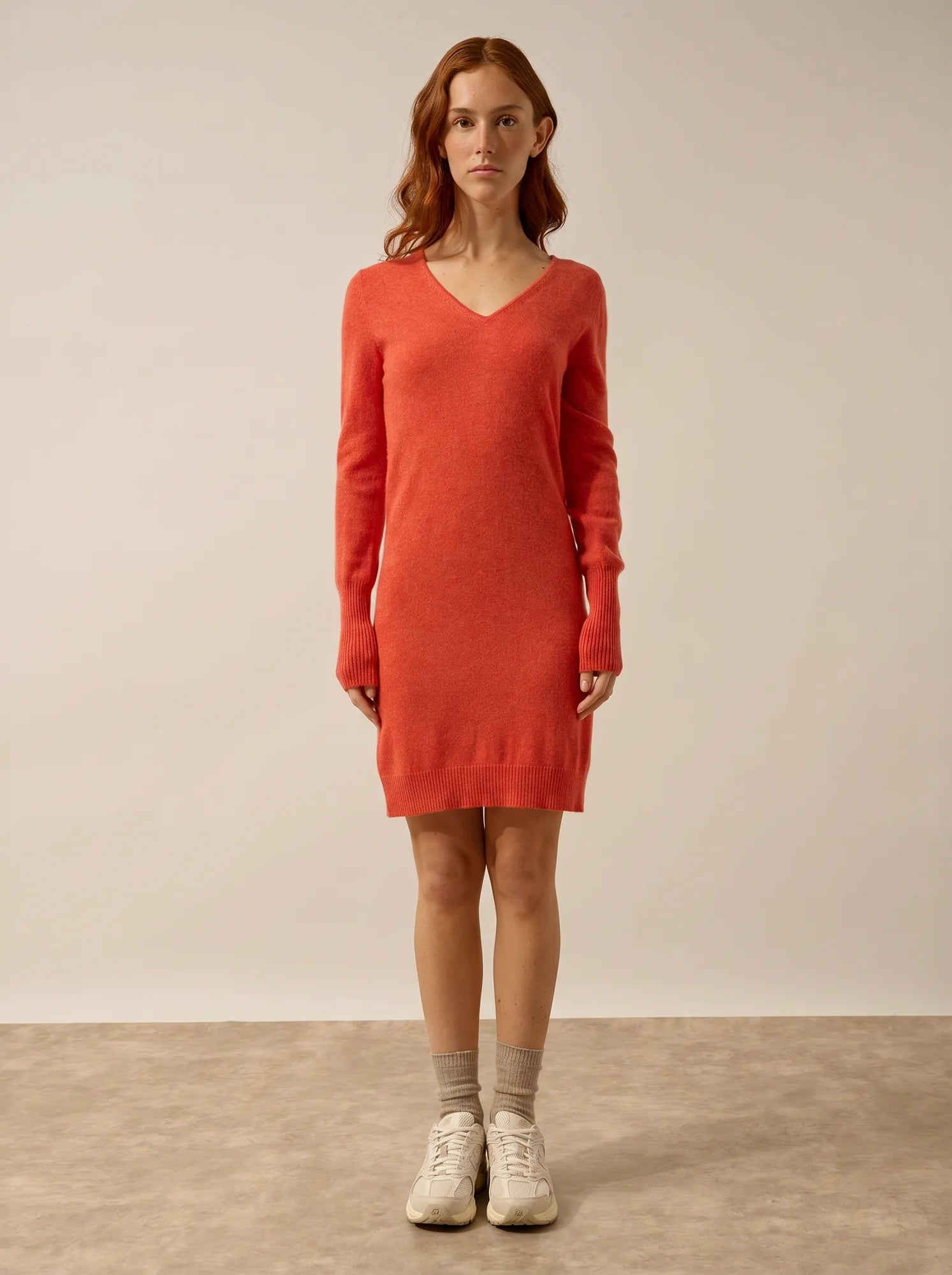 TRACY kleid v-ausschnitt orange meliert