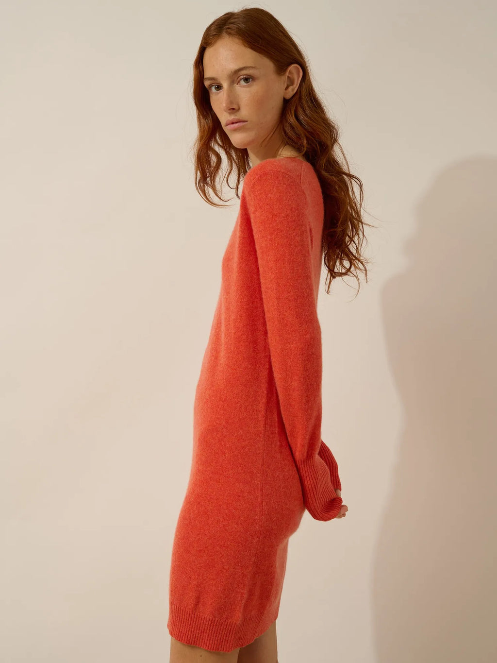 TRACY kleid v-ausschnitt orange meliert