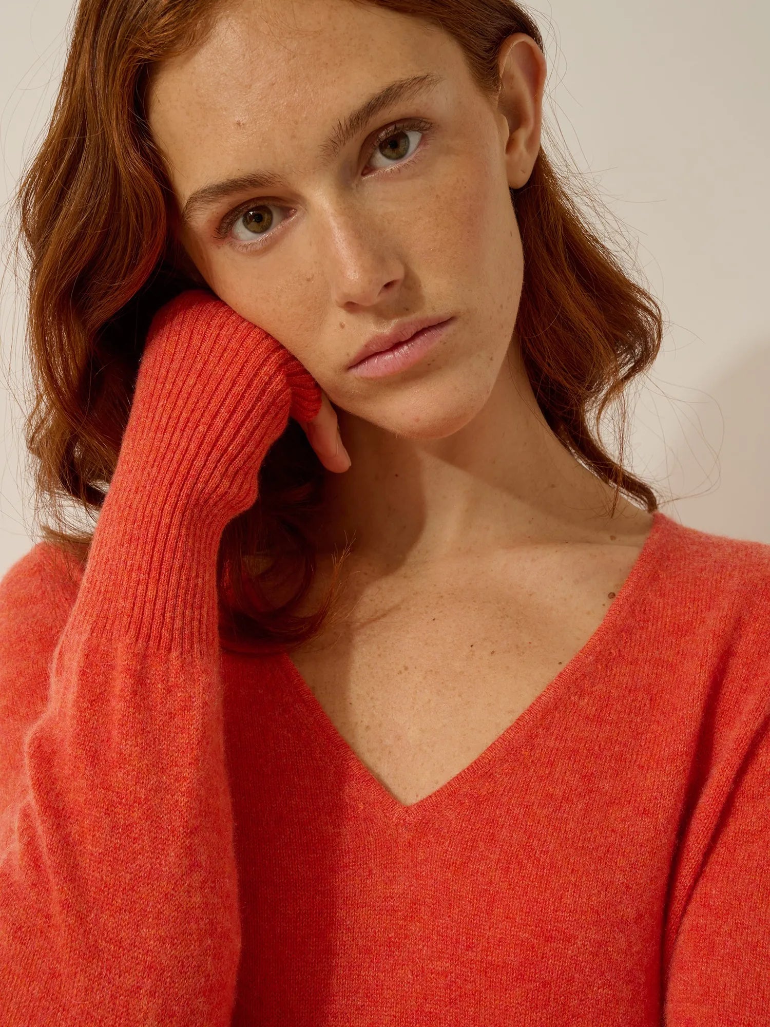 TRACY kleid v-ausschnitt orange meliert