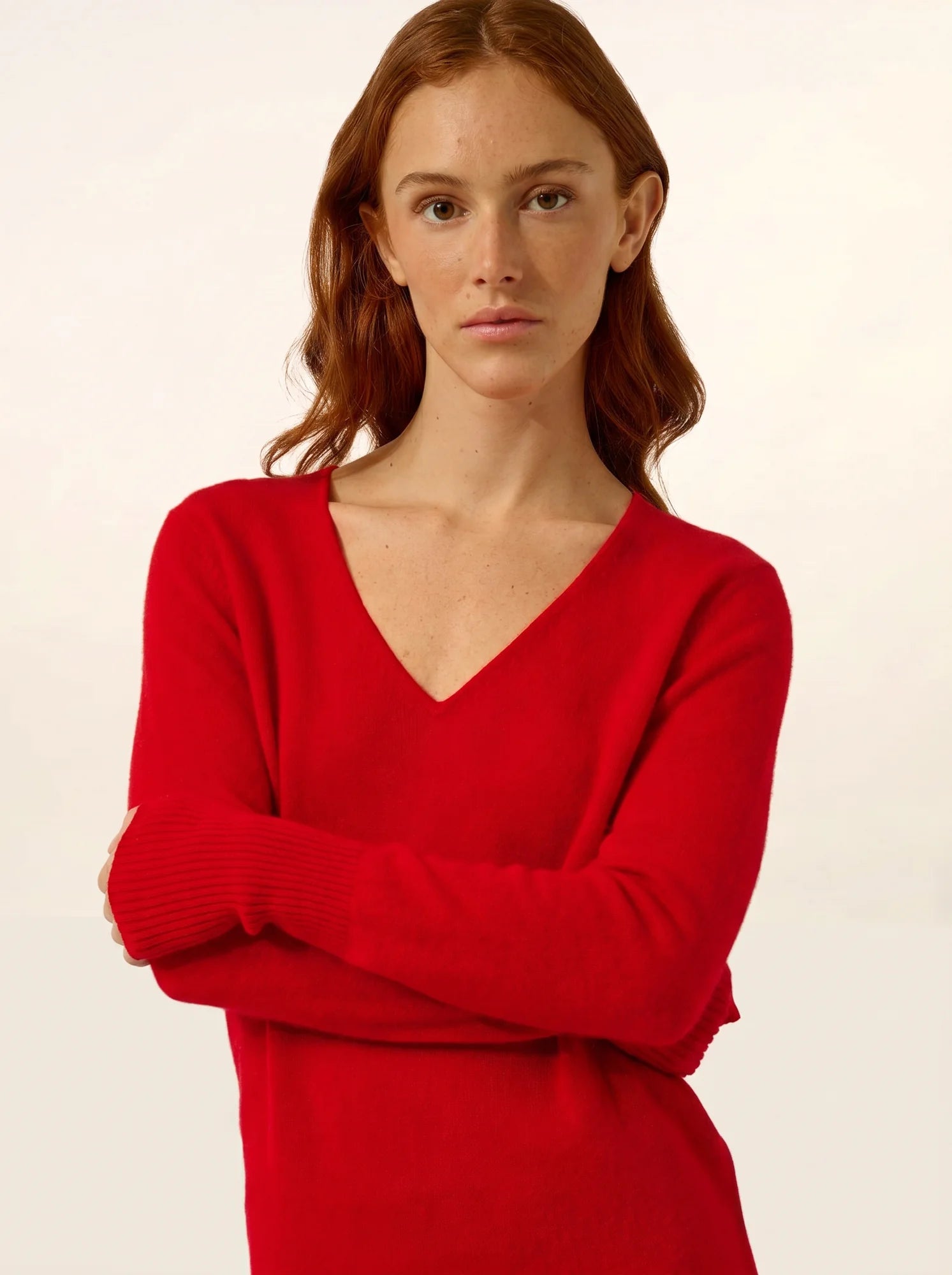 TRACY robe col V rouge