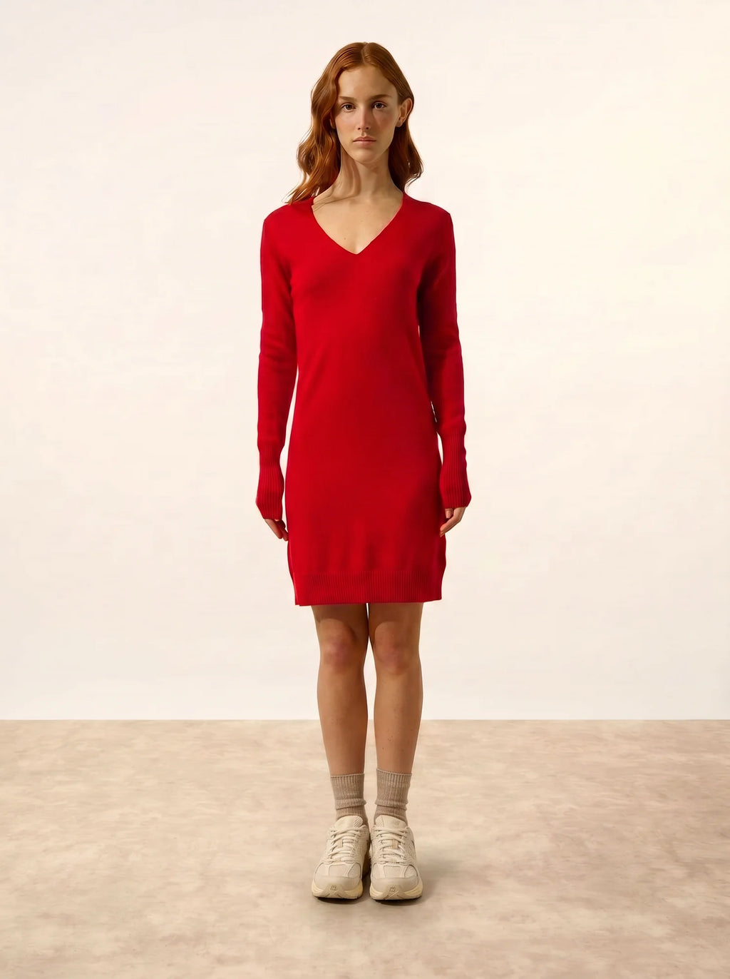 TRACY robe col V rouge