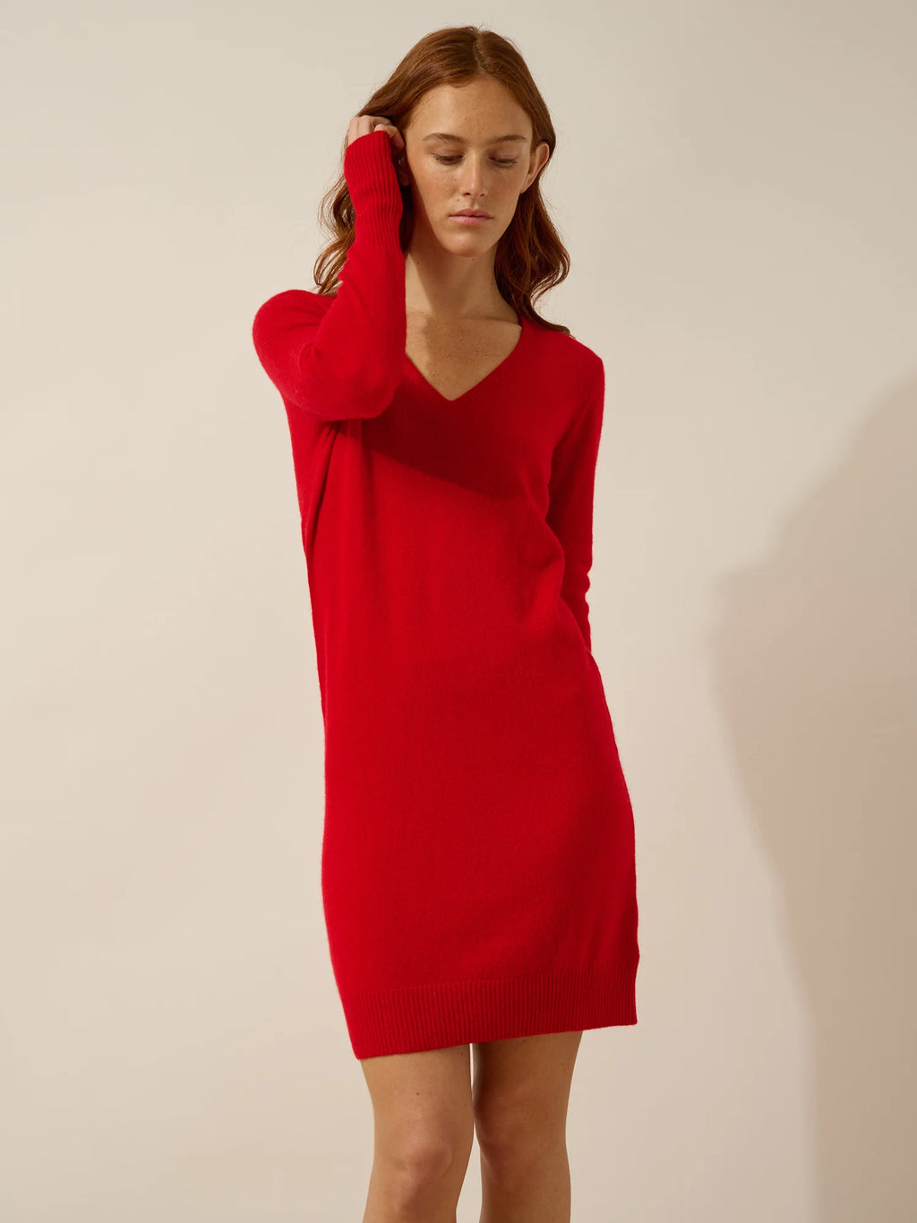 TRACY robe col V rouge