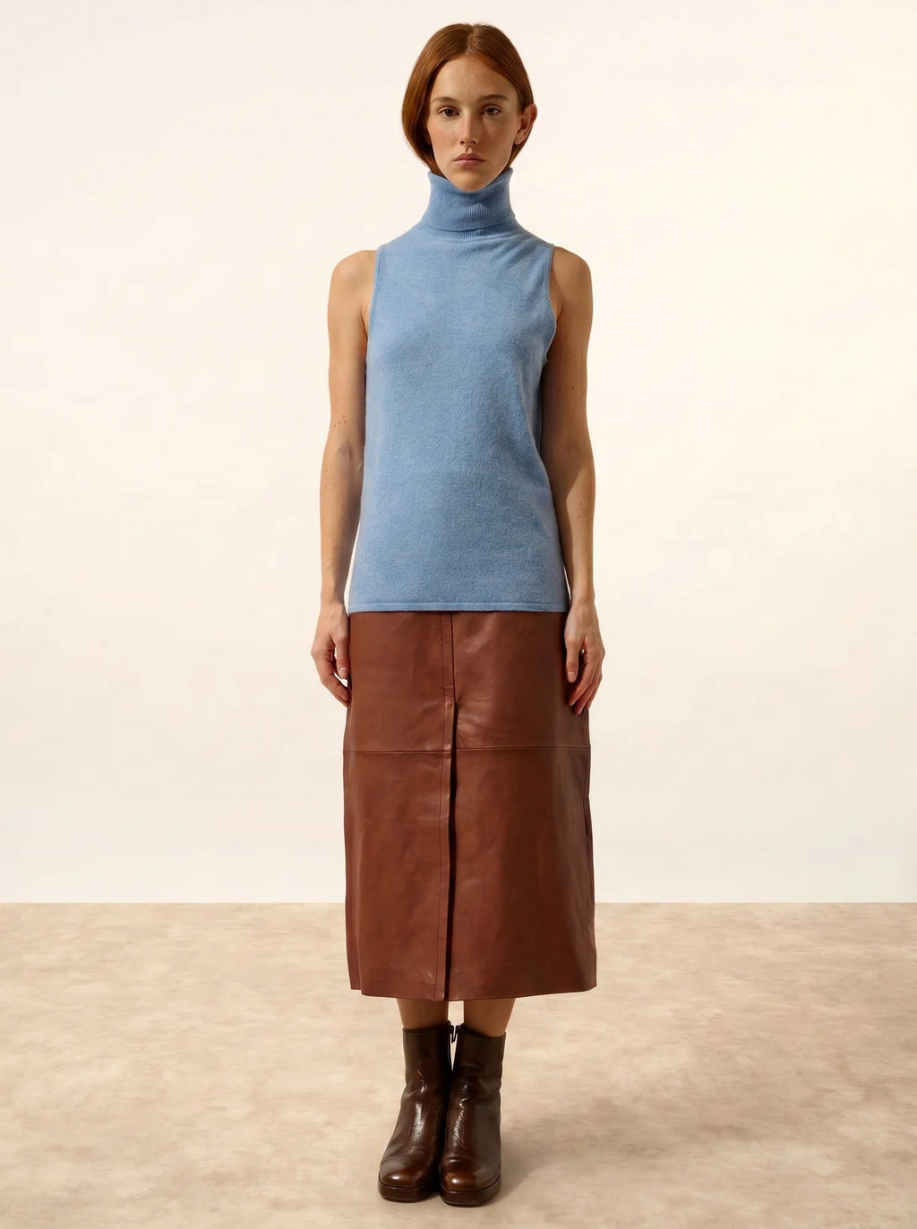 VIOLET pullover rollkragen ärmellos himmelblau