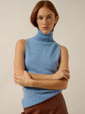 VIOLET pullover rollkragen ärmellos himmelblau