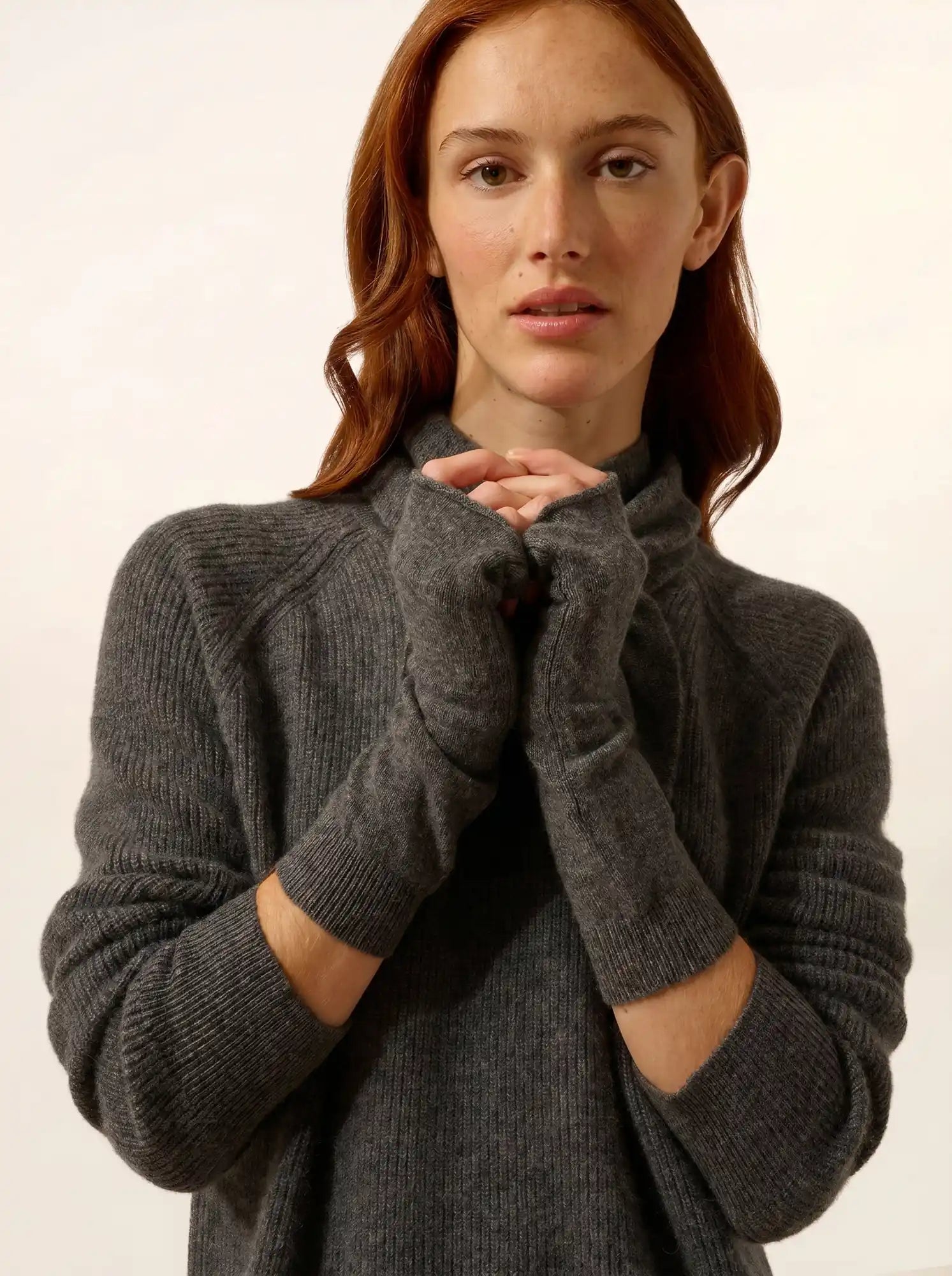 ZOE fingerlose handschuhe anthrazit meliert