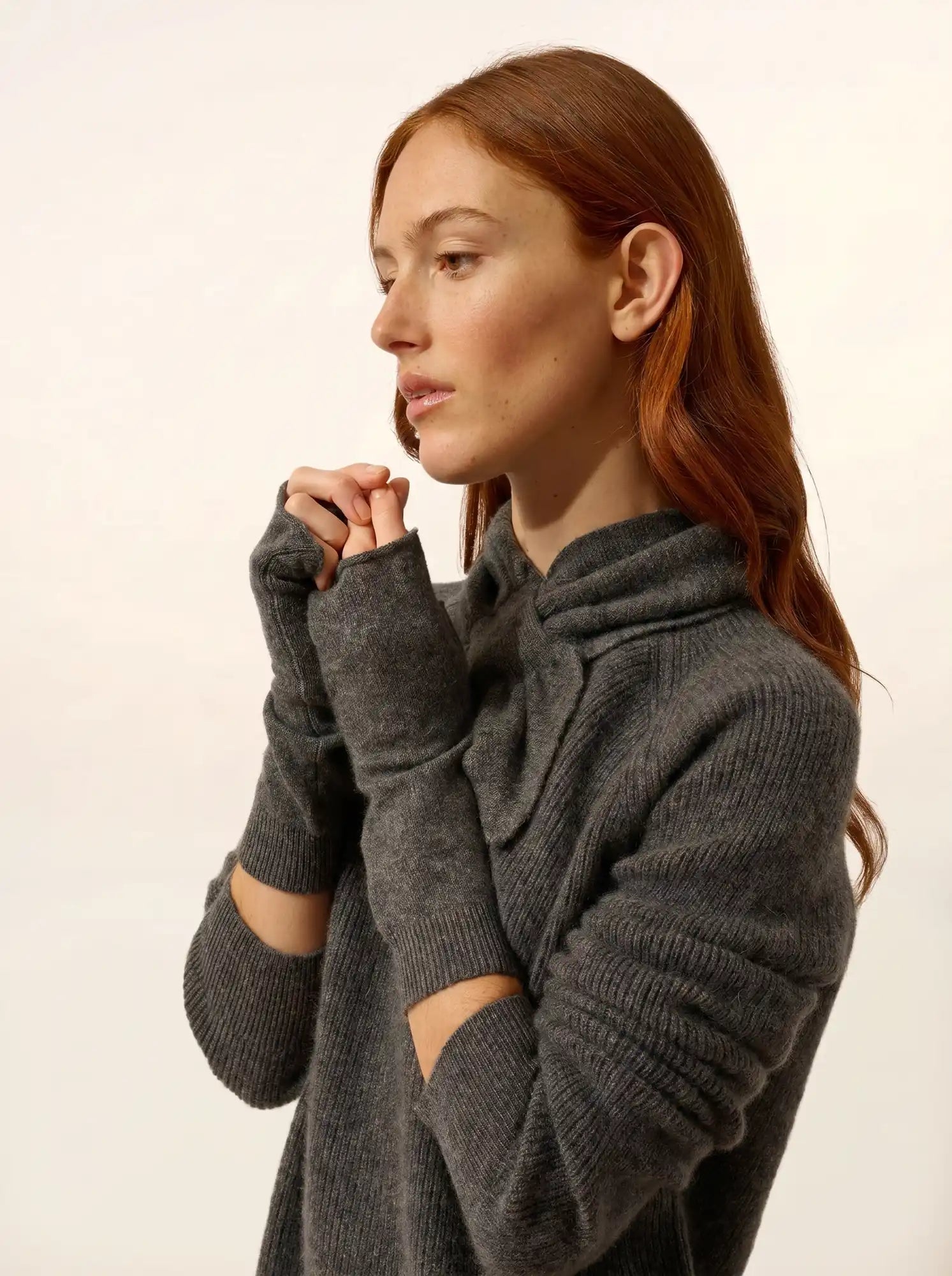 ZOE fingerlose handschuhe anthrazit meliert