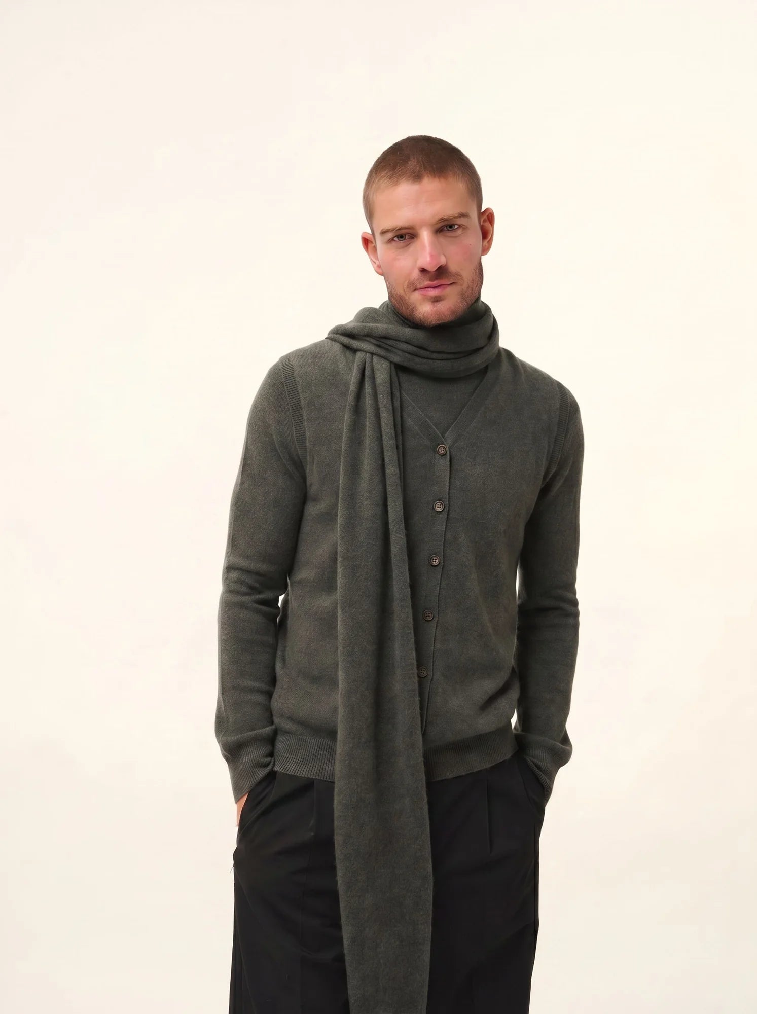 SPENCER schal khaki meliert