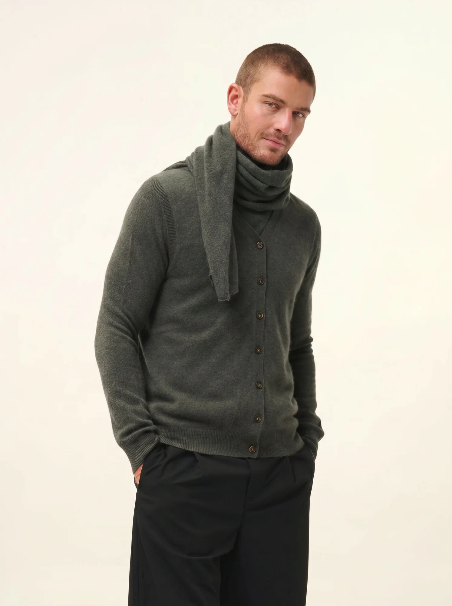 SPENCER schal khaki meliert