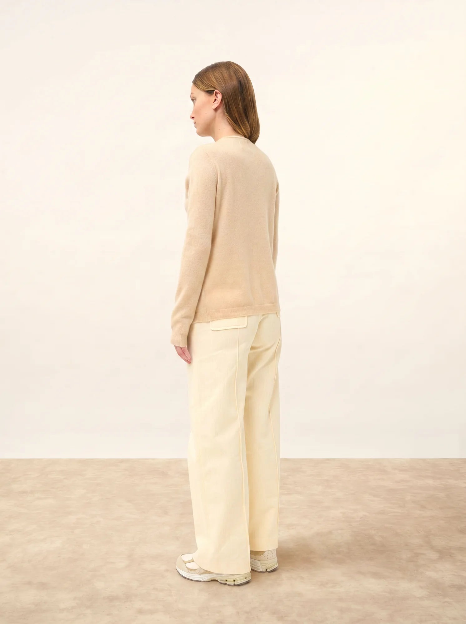 KATHARINE strickjacke rundhalsausschnitt sand