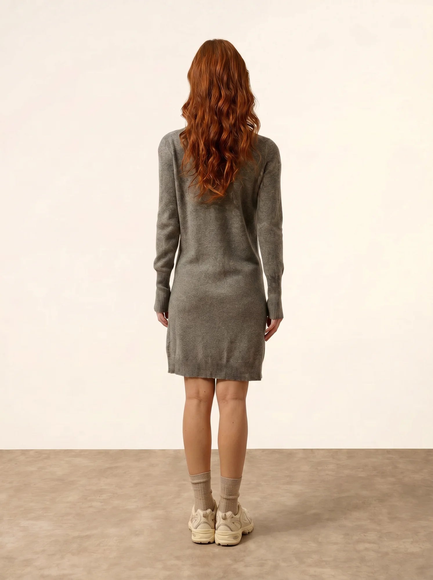 TRACY kleid v-ausschnitt flanelle meliert