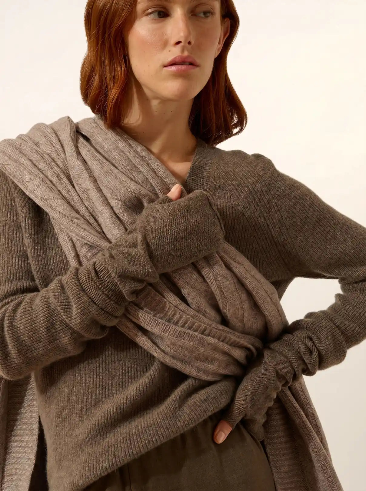 ZOE fingerlose handschuhe taupe meliert