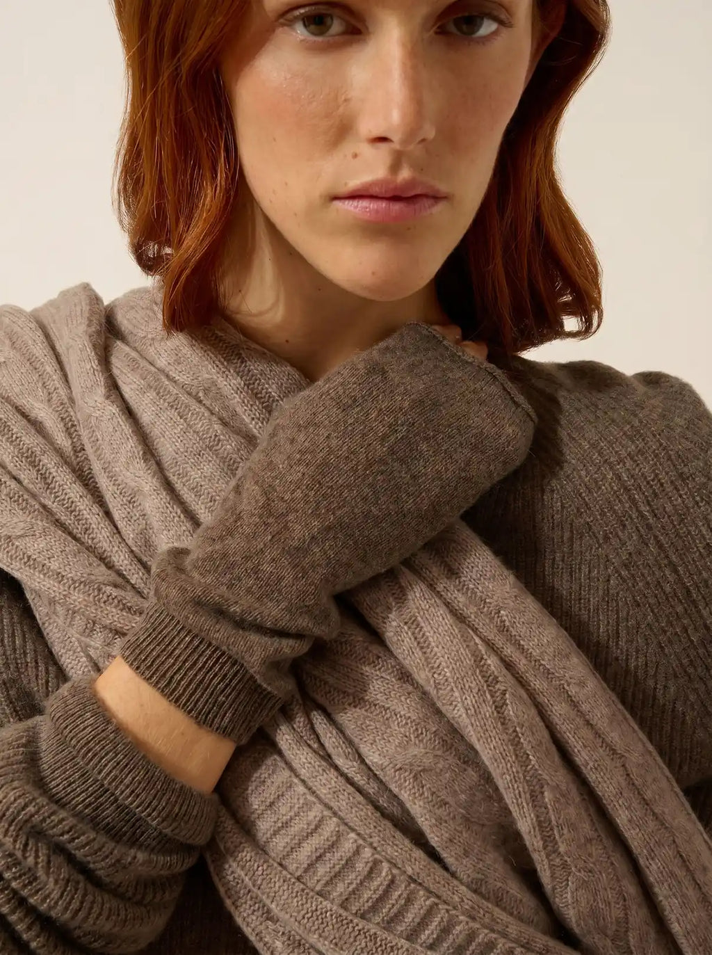 ZOE fingerlose handschuhe taupe meliert