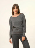 FIONA pull col rond anthracite chiné