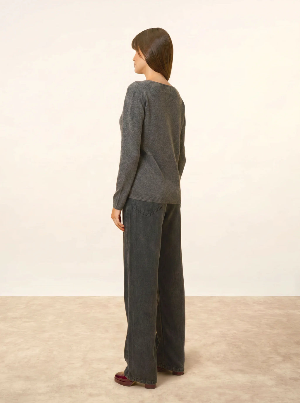 FIONA pull col rond anthracite chiné